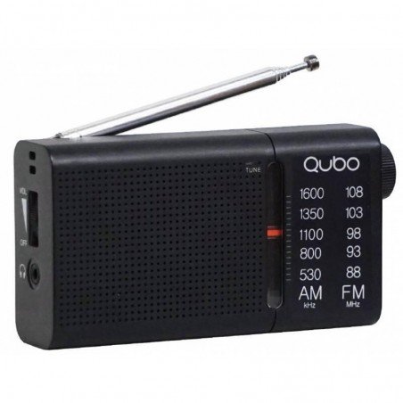 RADIO PORTATIL QUBO R-S2 NEGRO AM/FM AURICULAR INCLUIDO